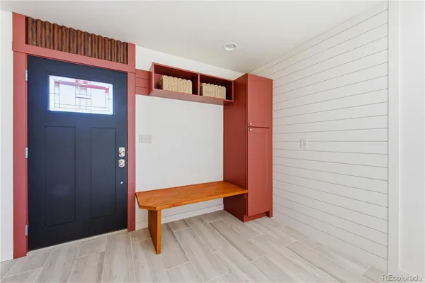 a hallway with front door