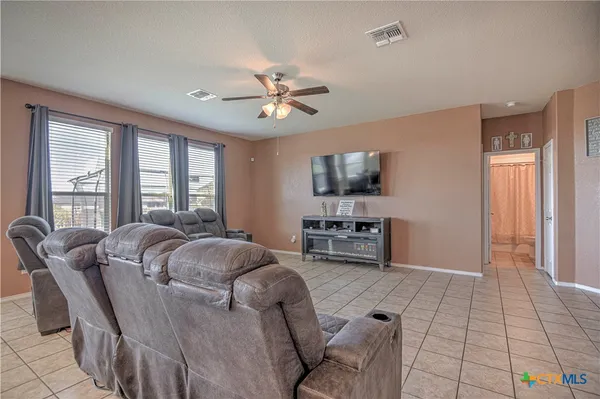 a living room with furniture and a flat screen tv