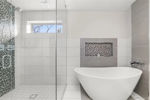 a bathroom with a bathtub