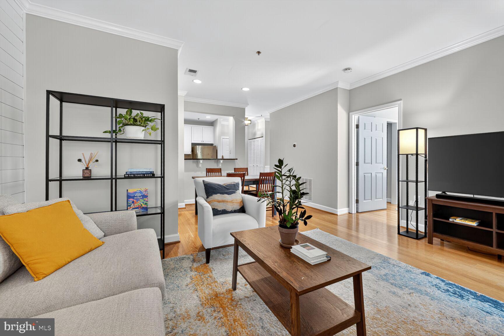2330 14th Street North, Unit 205 Arlington, VA 22201 - Photo 9 of 29 a living room with furniture a rug and a flat screen tv