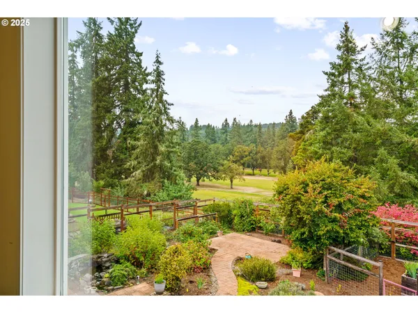 a view of a lake from a yard