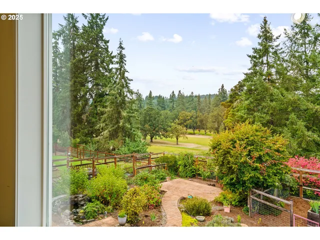 a view of a lake from a yard