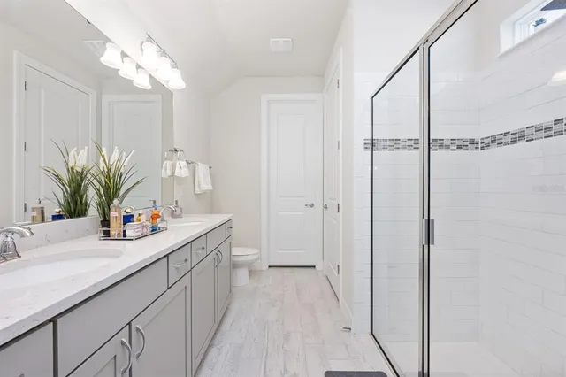 a bathroom with a toilet a sink and a mirror