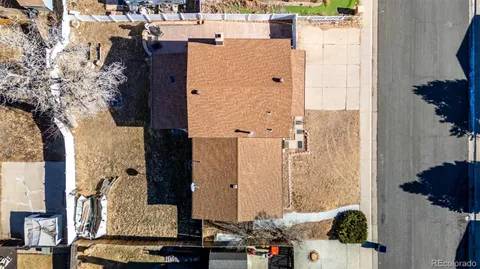 aerial view of a house with a potted plant
