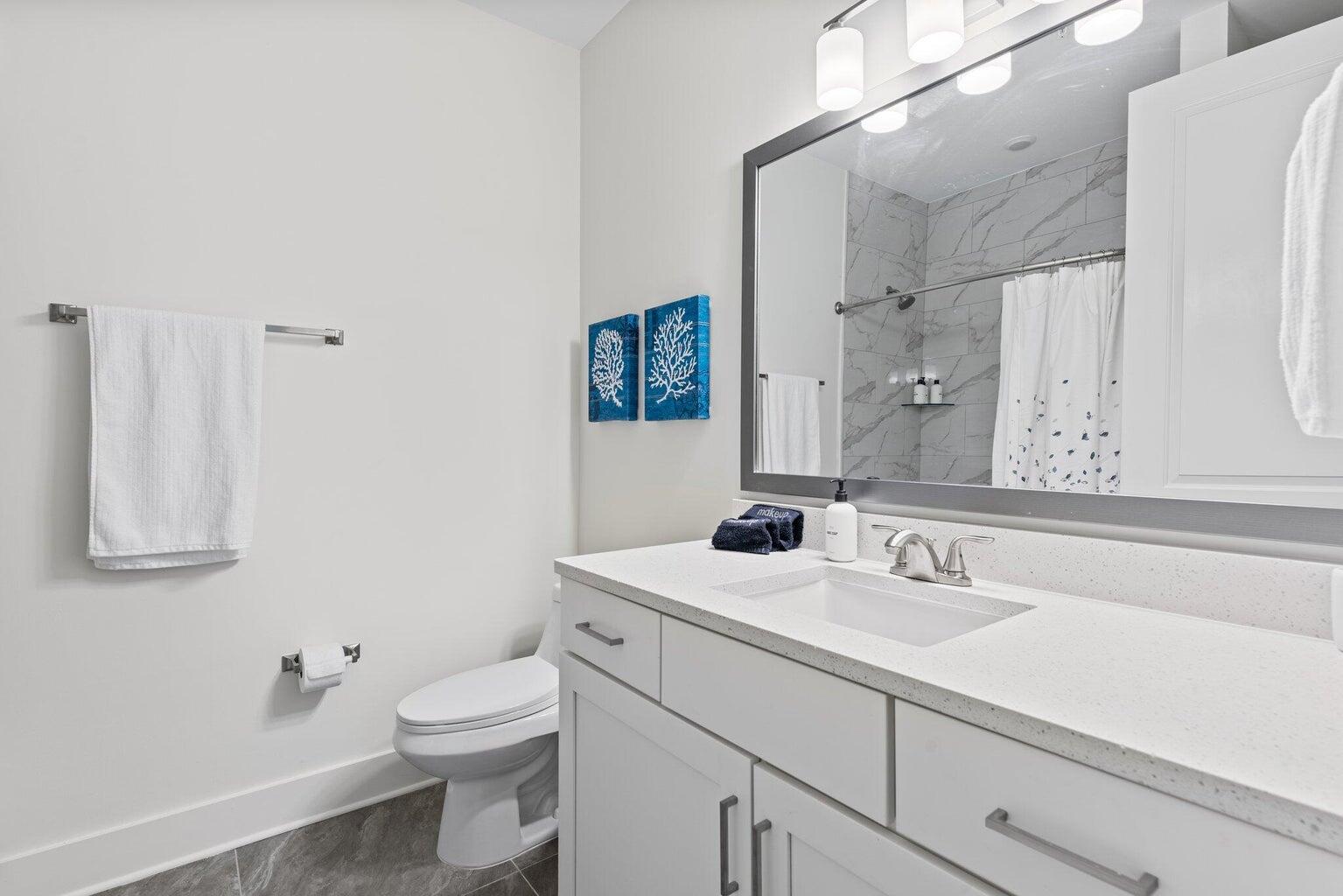 179 South County Highway 393, Unit 313 Santa Rosa Beach, FL 32459 - Photo 13 of 37 a bathroom with a sink a toilet and a mirror
