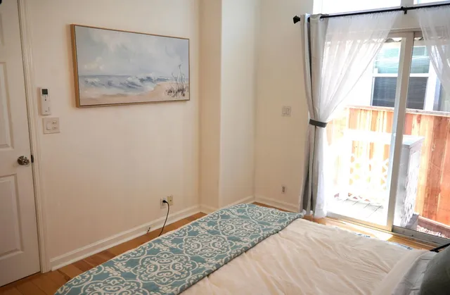 a view of a window in a bedroom