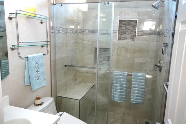 a bathroom with a shower
