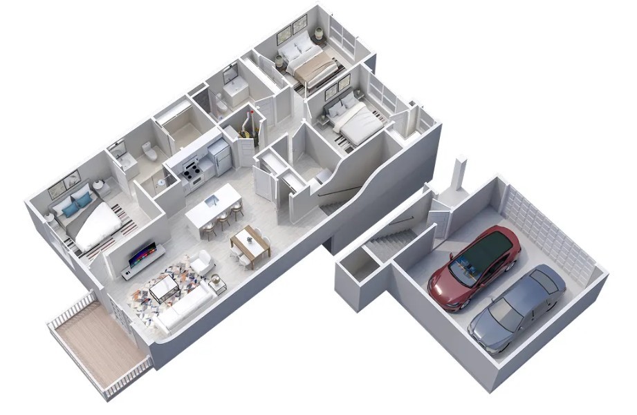 103 Erie Rdg Drive Henrietta, NY 14467 - Photo 14 of 14 Typical 3-D floor plan for 3-bedroom, 2-bathroom w