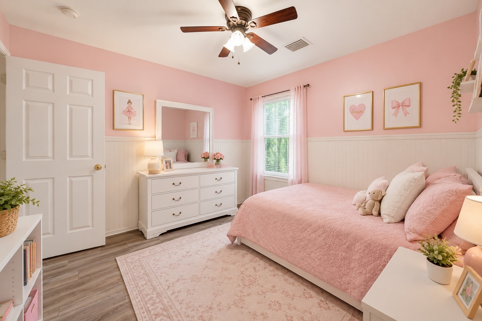 38 Musgrove Place Spring, TX 77382 - Photo 20 of 36 Bright bedroom with wainscoting, wide window, and ceiling fan creates a cheerful, airy retreat.
