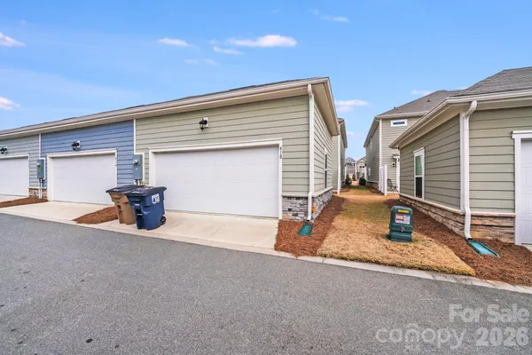 a front view of a building with street view