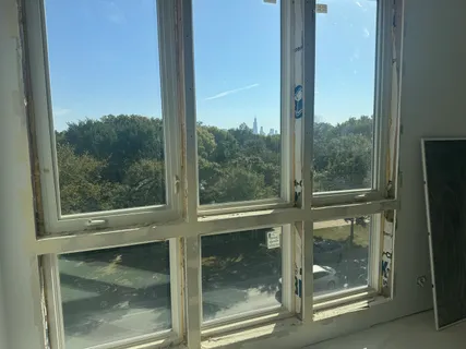 a view of a glass door