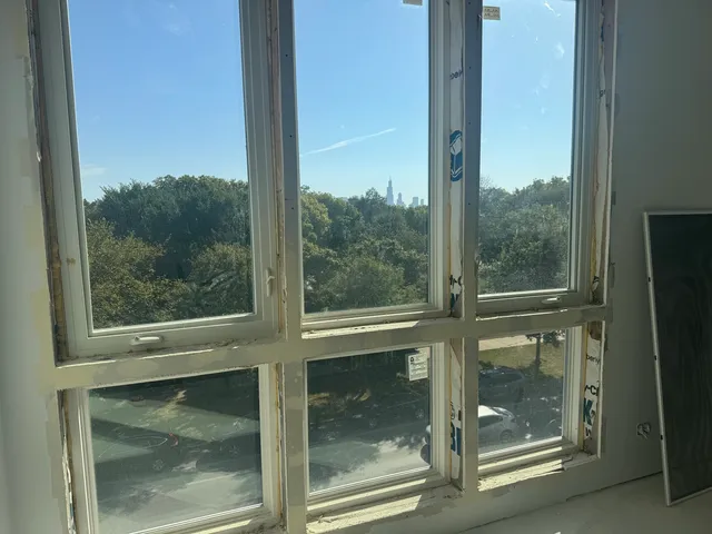 a view of a glass door