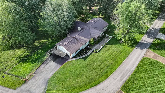 an aerial view of a house
