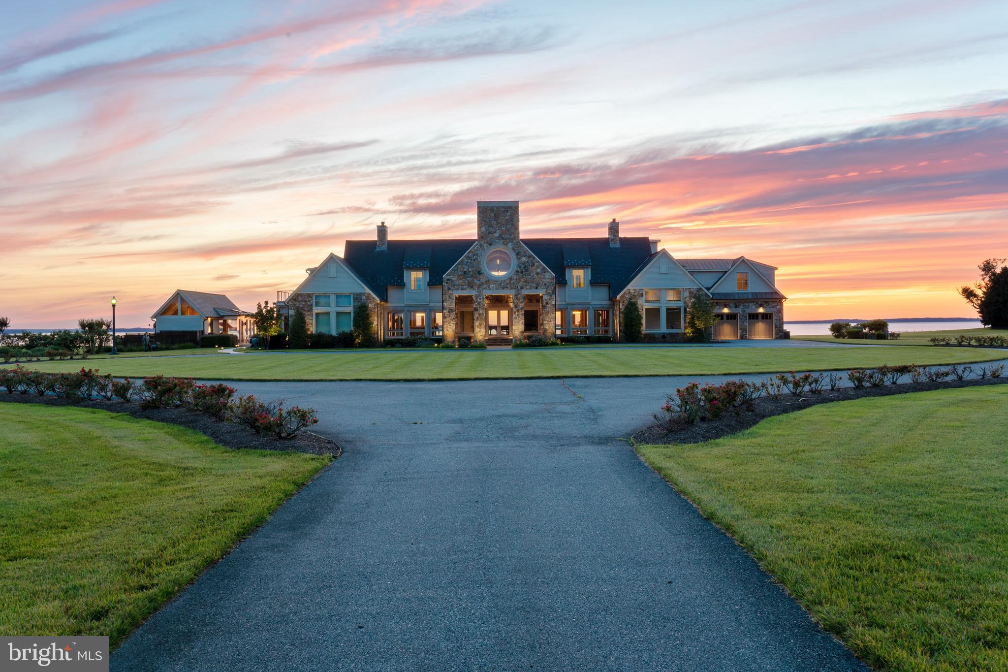7402 Kent Point Road Stevensville, MD 21666 - Photo 6 of 134 View at dusk from driveway leading to main Estate