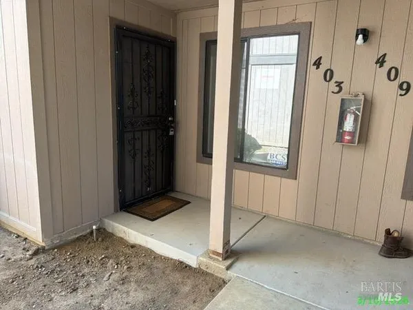 a view of a bathroom with a door