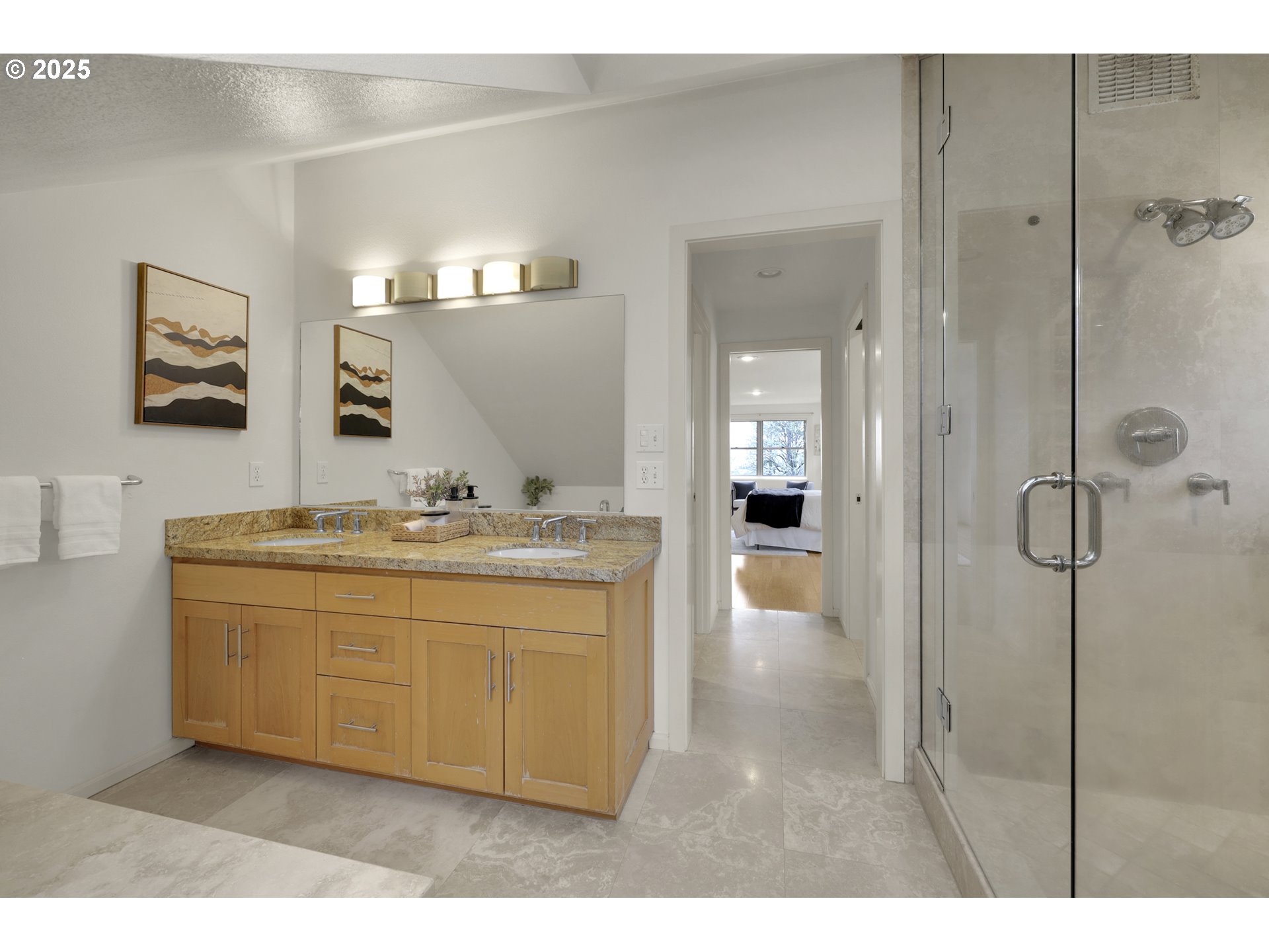 5147 Solar Heights Drive Eugene, OR 97405 - Photo 21 of 29 a bathroom with a granite countertop sink mirror and vanity