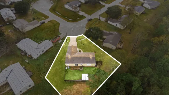 an aerial view of a house