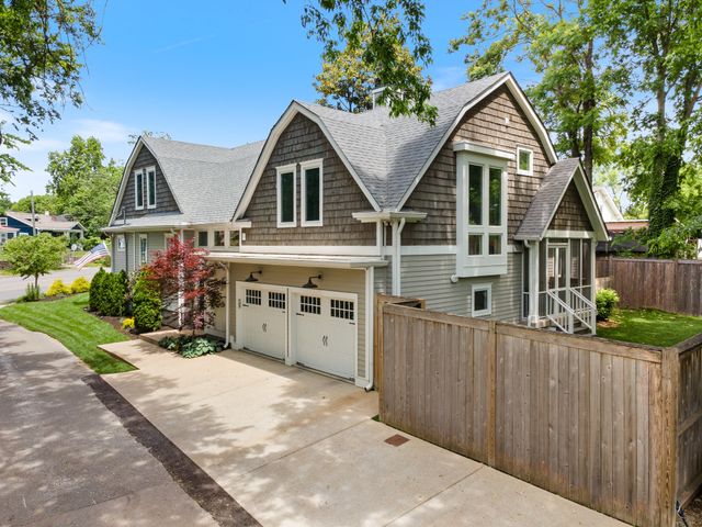 a potted plant in front of a door