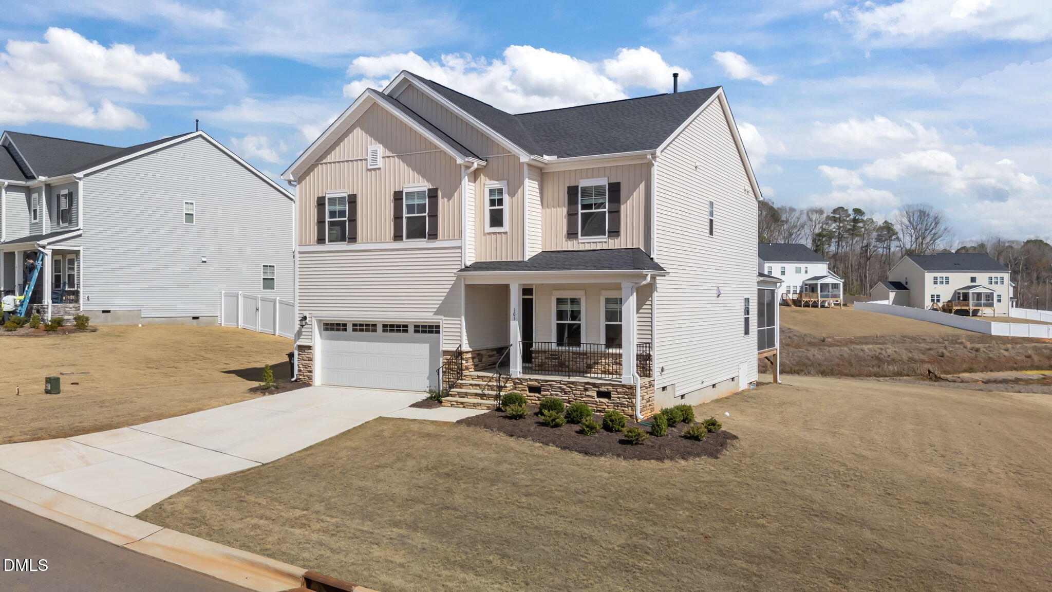 103 Ellsworth Court Garner, NC 27529 - Photo 1 of 48 a view of a white house with swimming pool and sitting area