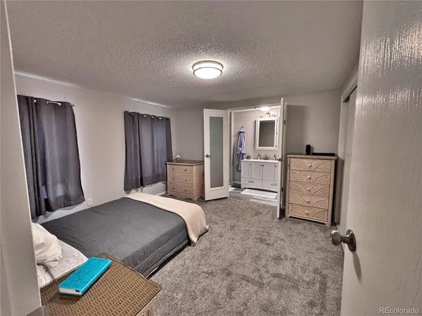 a bedroom with a bed and a sink