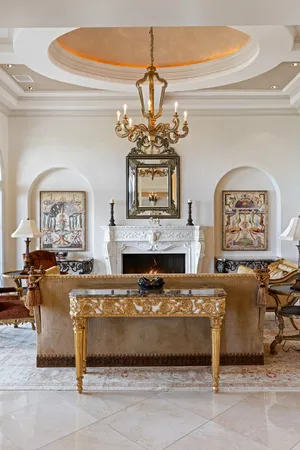 a fireplace with a clock on it