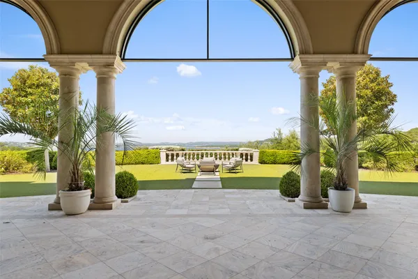 a view of an entryway with garden