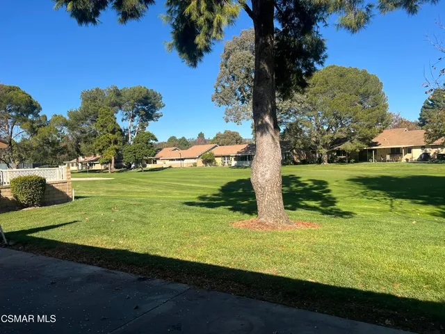 a view of a garden with an ocean