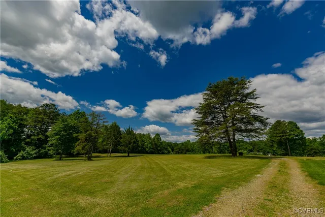 a view of a big room with lots of green space