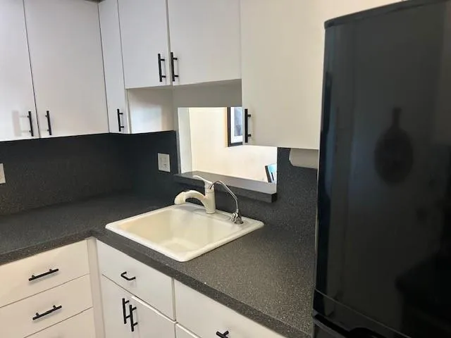 a kitchen with a sink dishwasher and cabinets