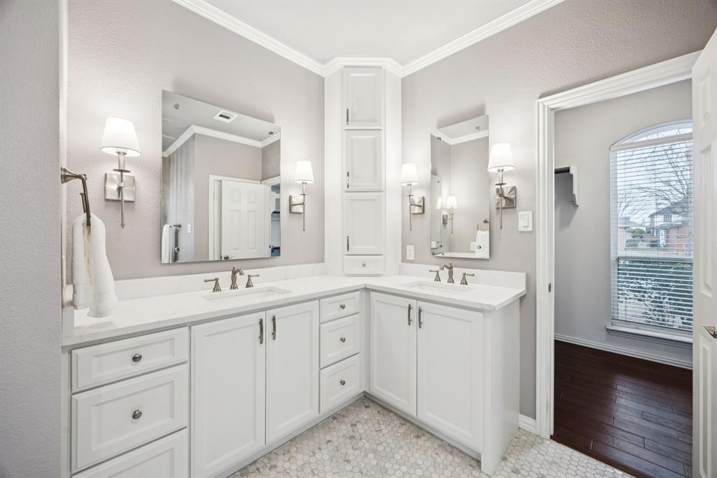 1516 High Country Lane Allen, TX 75002 - Photo 19 of 33 a spacious bathroom with a granite countertop sink mirror and double