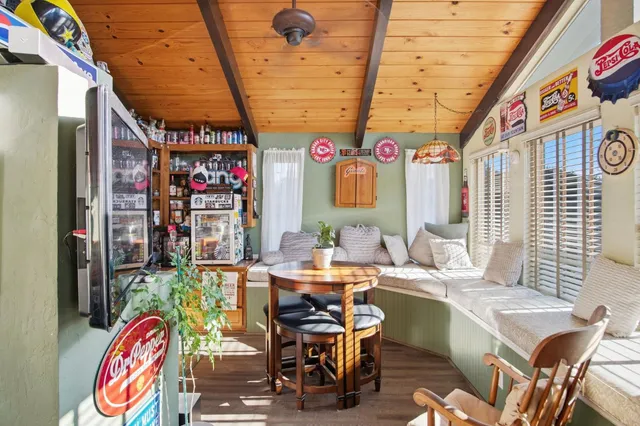 a view of a chairs in a room