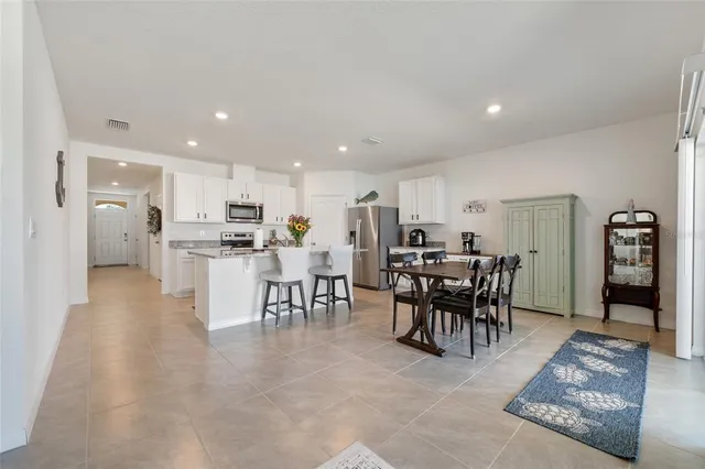 a view of a dining area with furniture