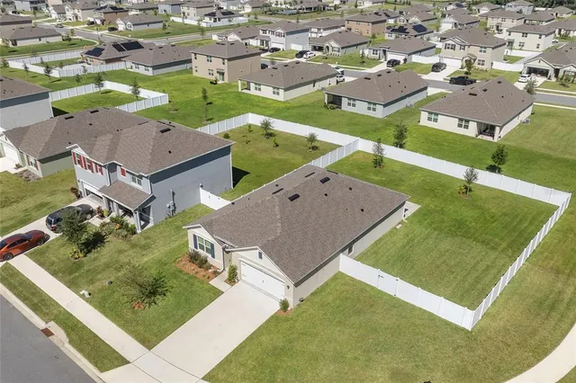 an aerial view of a house