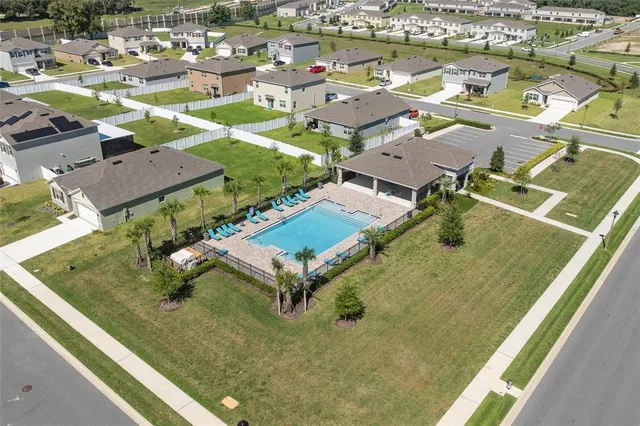 an aerial view of a residential houses with outdoor space