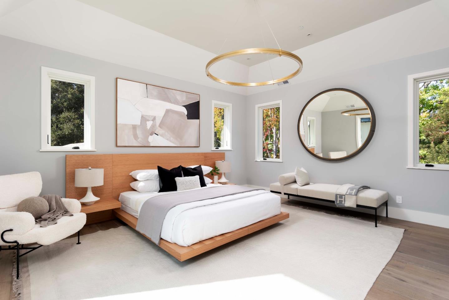 60 Shearer Drive Atherton, CA 94027 - Photo 15 of 39 a bedroom with a bed mirror and window