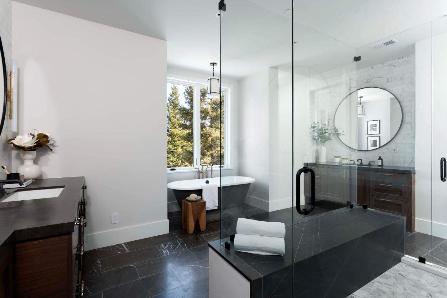 60 Shearer Drive Atherton, CA 94027 - Photo 17 of 39 a living room with furniture a window and a chandelier