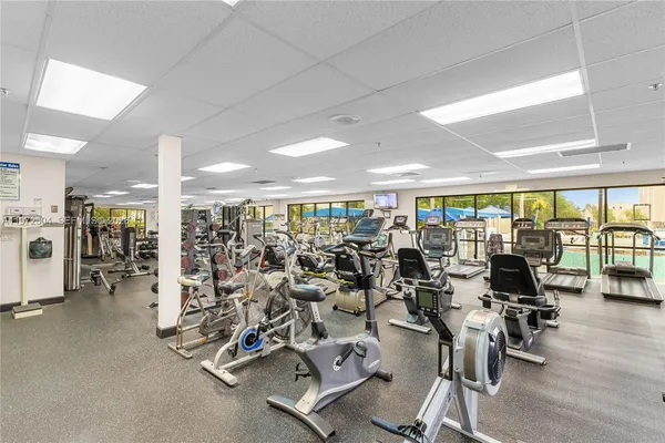 a view of a room with gym equipment