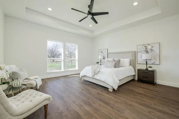 a bed room with a bed and a couch
