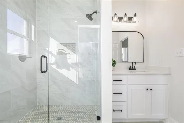 a bathroom with a shower