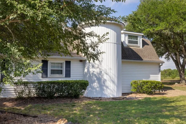 a view of a backyard with plants and a garden