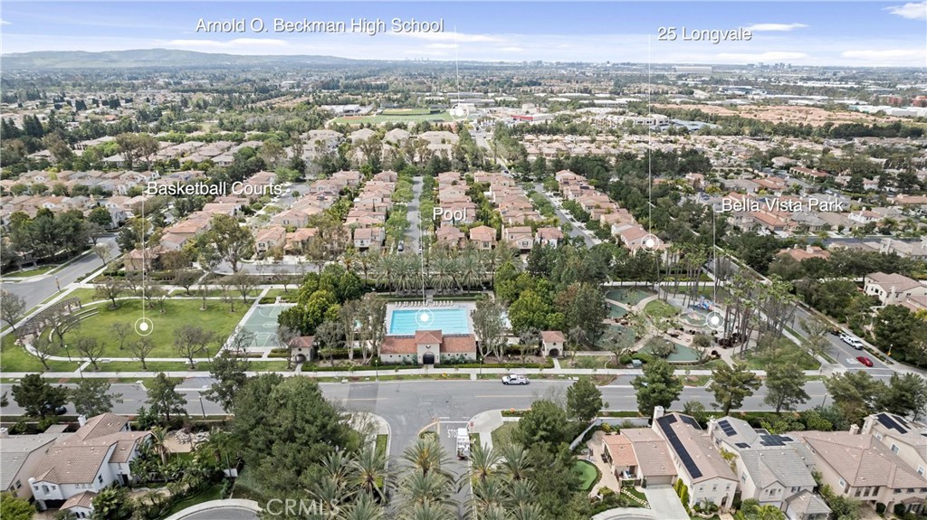25 Longvale Irvine, CA 92602 - Photo 49 of 58 an aerial view of residential houses with outdoor space and swimming pool