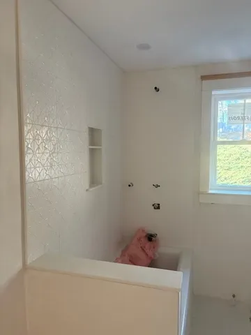 a bathroom with a shower