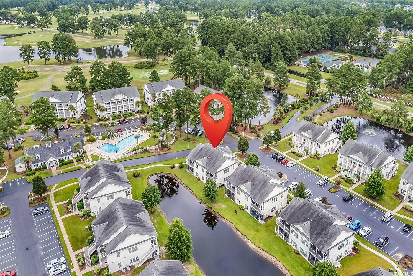 4909 Britewater Court, Unit 202 Myrtle Beach, SC 29579 - Photo 31 of 38 Bird's eye view of a nearby body of water and a local golf course