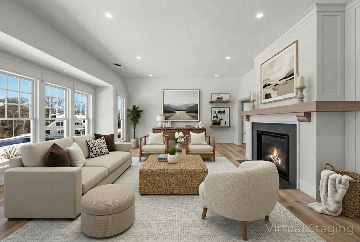 2 Rockhill Road Sandwich, MA 02563 - Photo 38 of 69 a living room with furniture and a fireplace