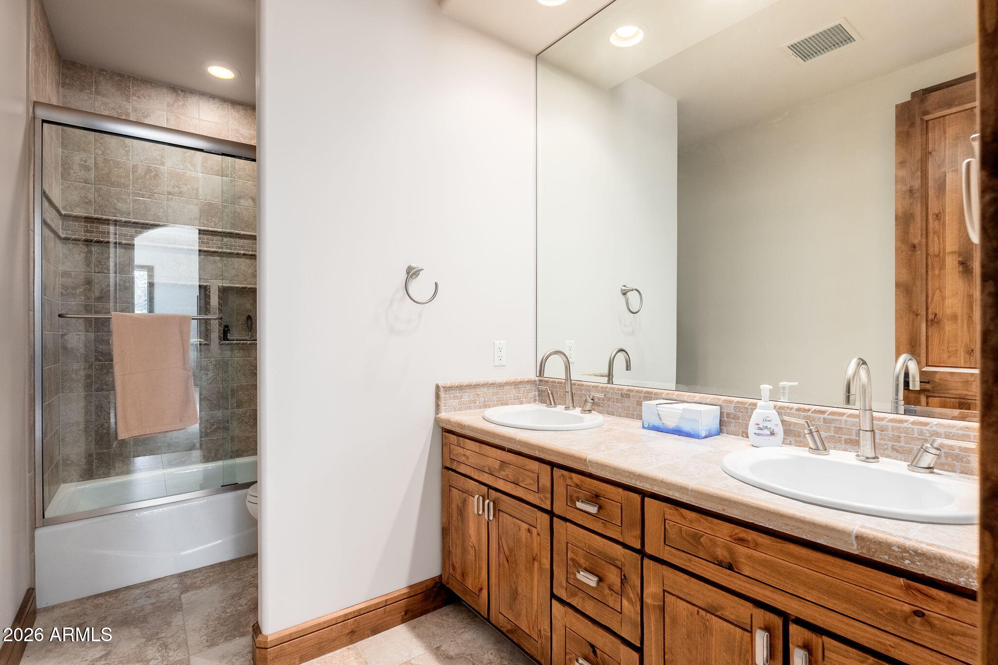 3000 East Thunder Point Payson, AZ 85541 - Photo 37 of 105 a bathroom with a granite countertop sink and a mirror