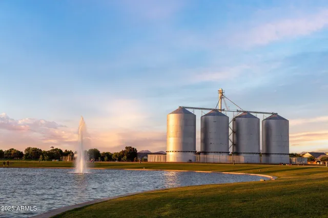 a view of ocean with a large building