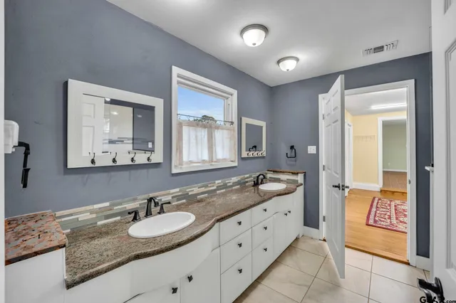 a bathroom with a shower and a sink