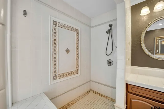 a bathroom with a bathtub