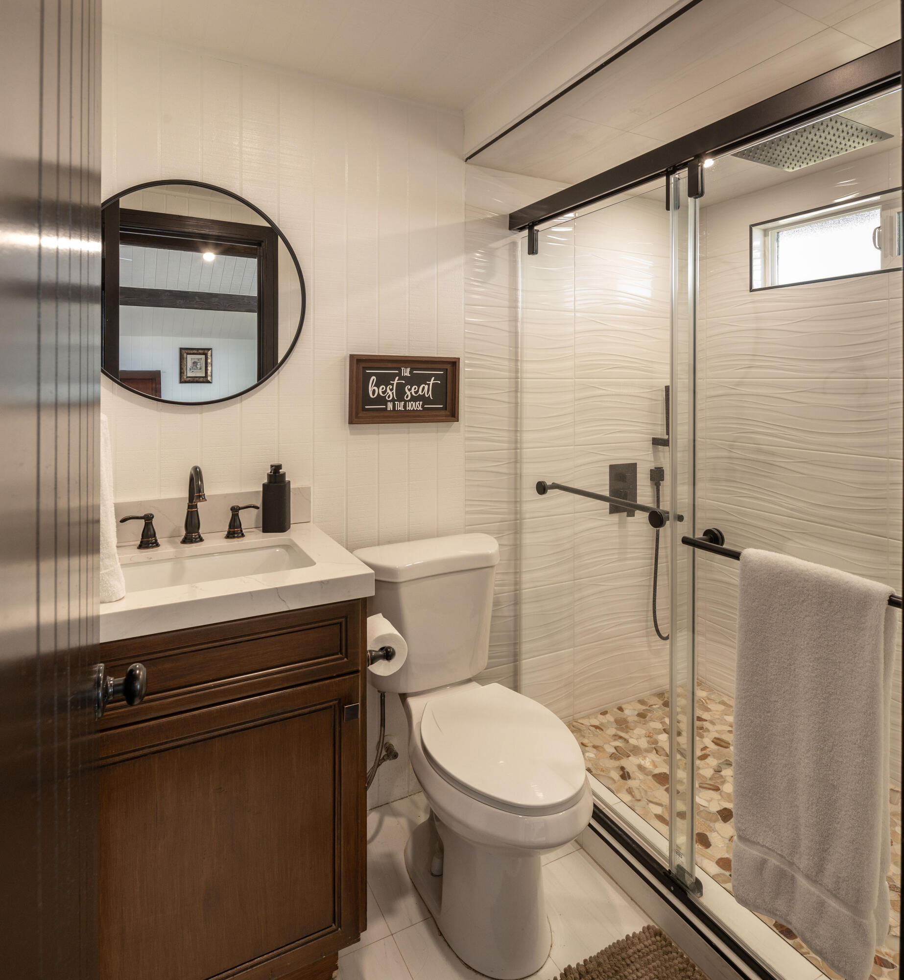 67195 Springcrest Drive Mountain Center, CA 92561 - Photo 52 of 67 a bathroom with a granite countertop toilet sink and mirror