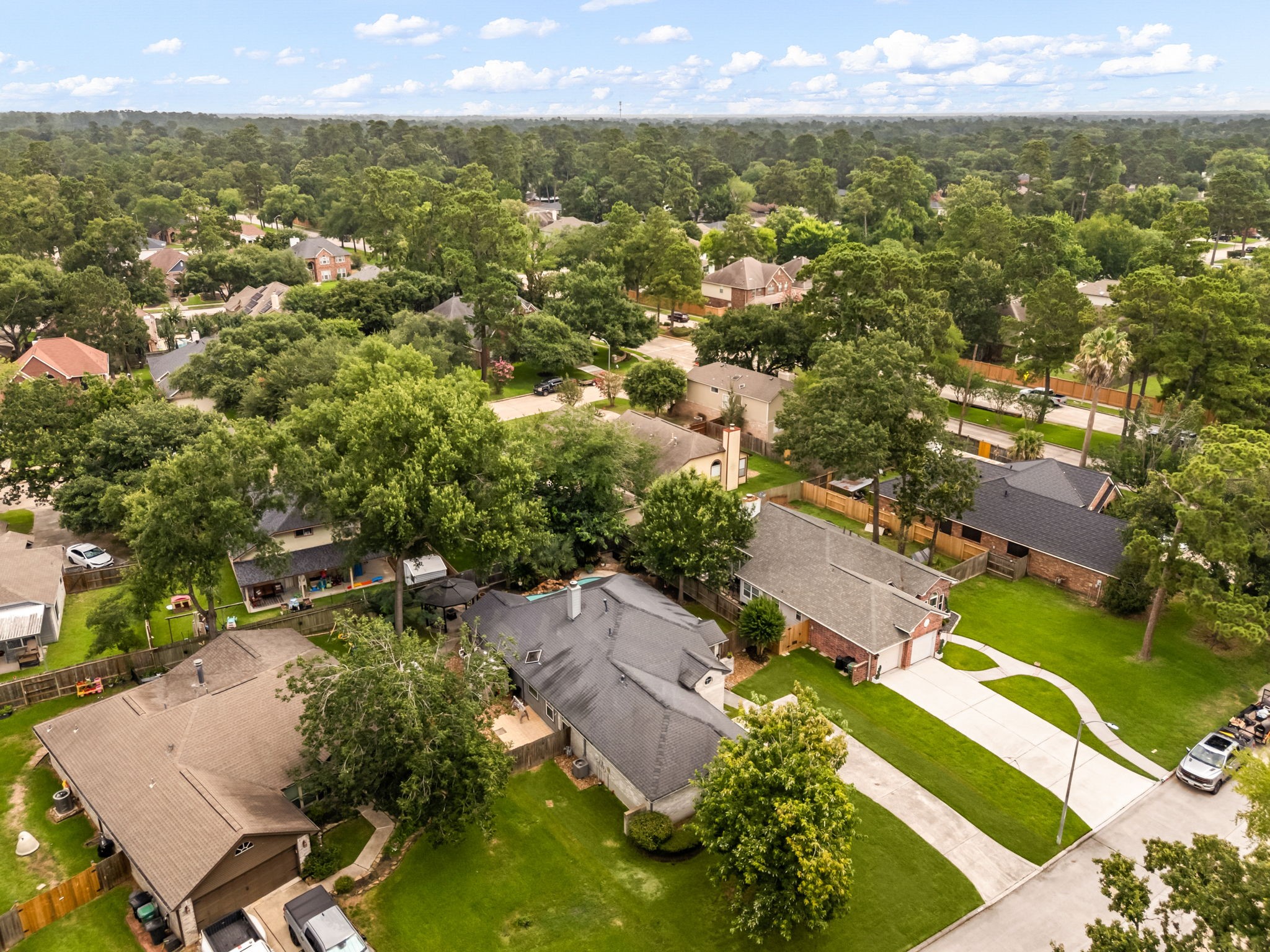 1915 Mercoal Drive Spring, TX 77386 - Photo 36 of 50 Aerial perspective highlighting the home’s location within a well-established neighborhood.